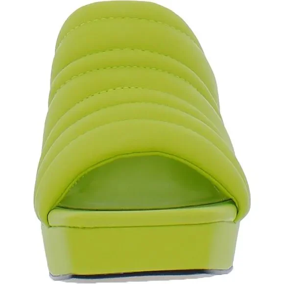 Lime Green Block Heel Mules - Picture 2 of 4